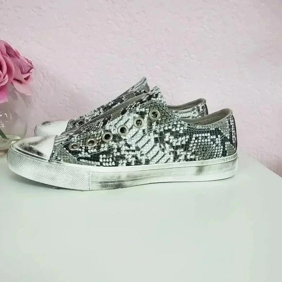 Naughty Monkey Distressed Snakeskin Print Slip On Sneakers - Picture 2 of 6